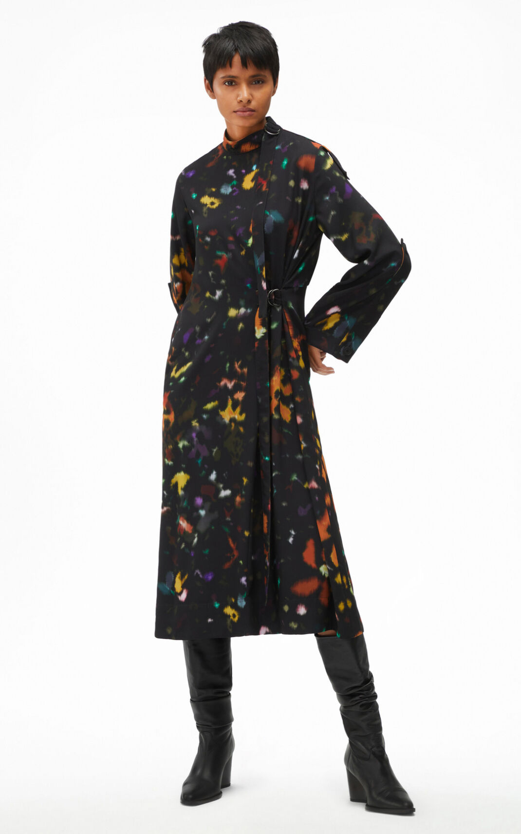 Robe Kenzo Abstract Floral tie Femme Noir | SFWB-80431